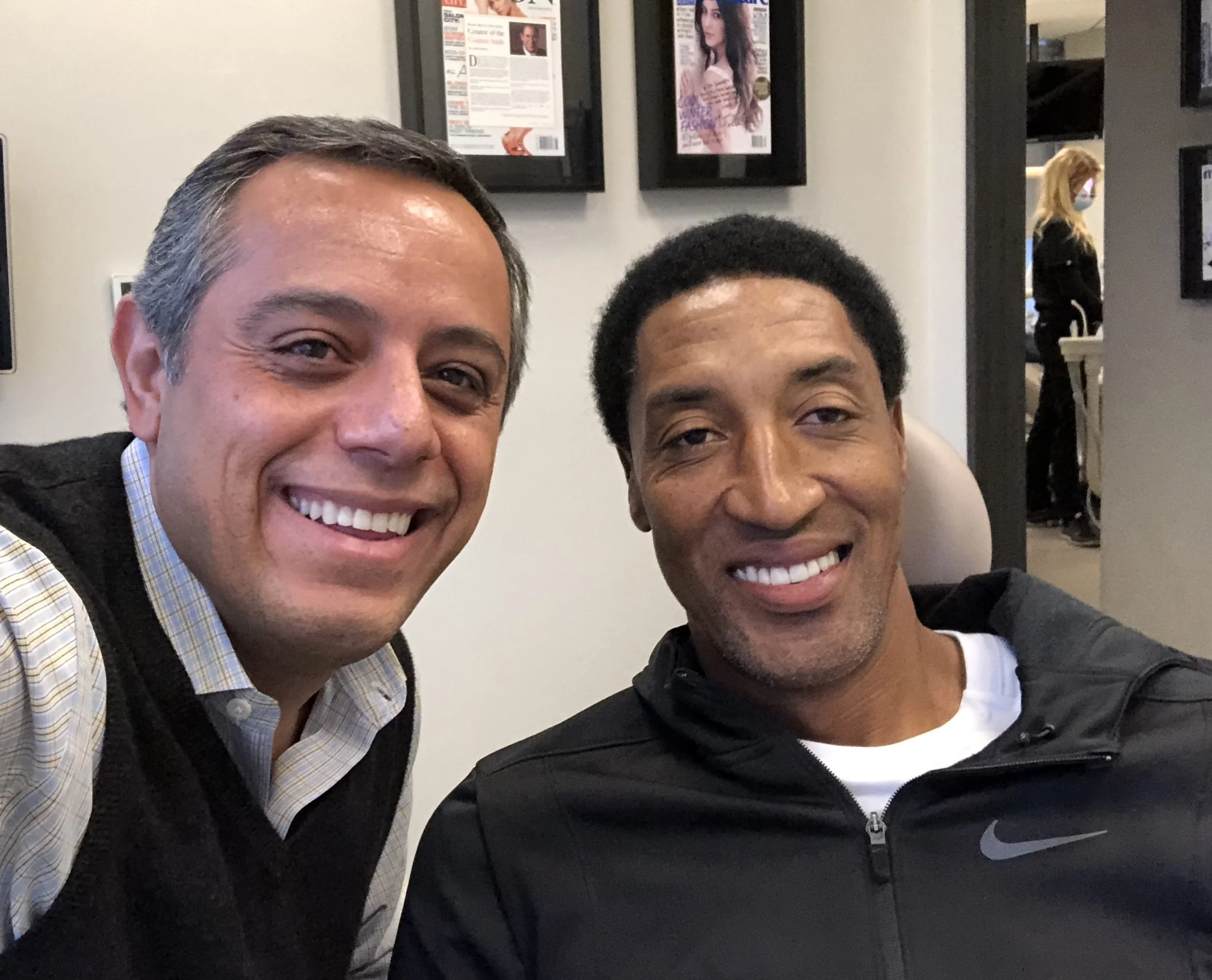 Dr. Baradaran with a patient at his Beverly Hills practice